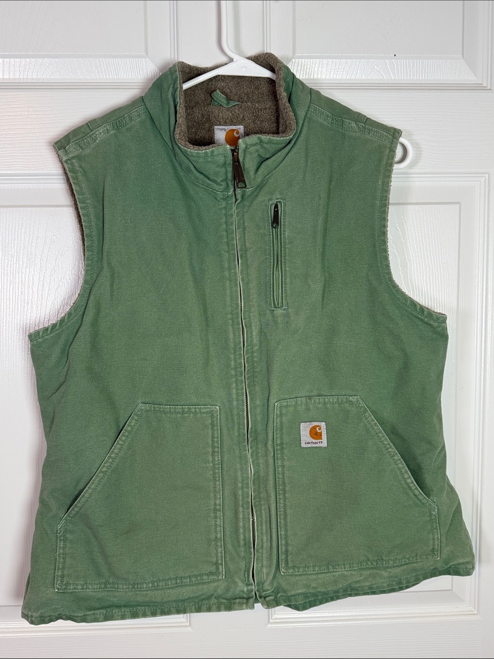 Carhartt Women’s L Sherpa Fleece-Lined Utility Duck Canvas VEST Mock Neck